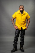 Men's Summer In Miami Luka Leather Short Sleeve Shirt [Yellow]