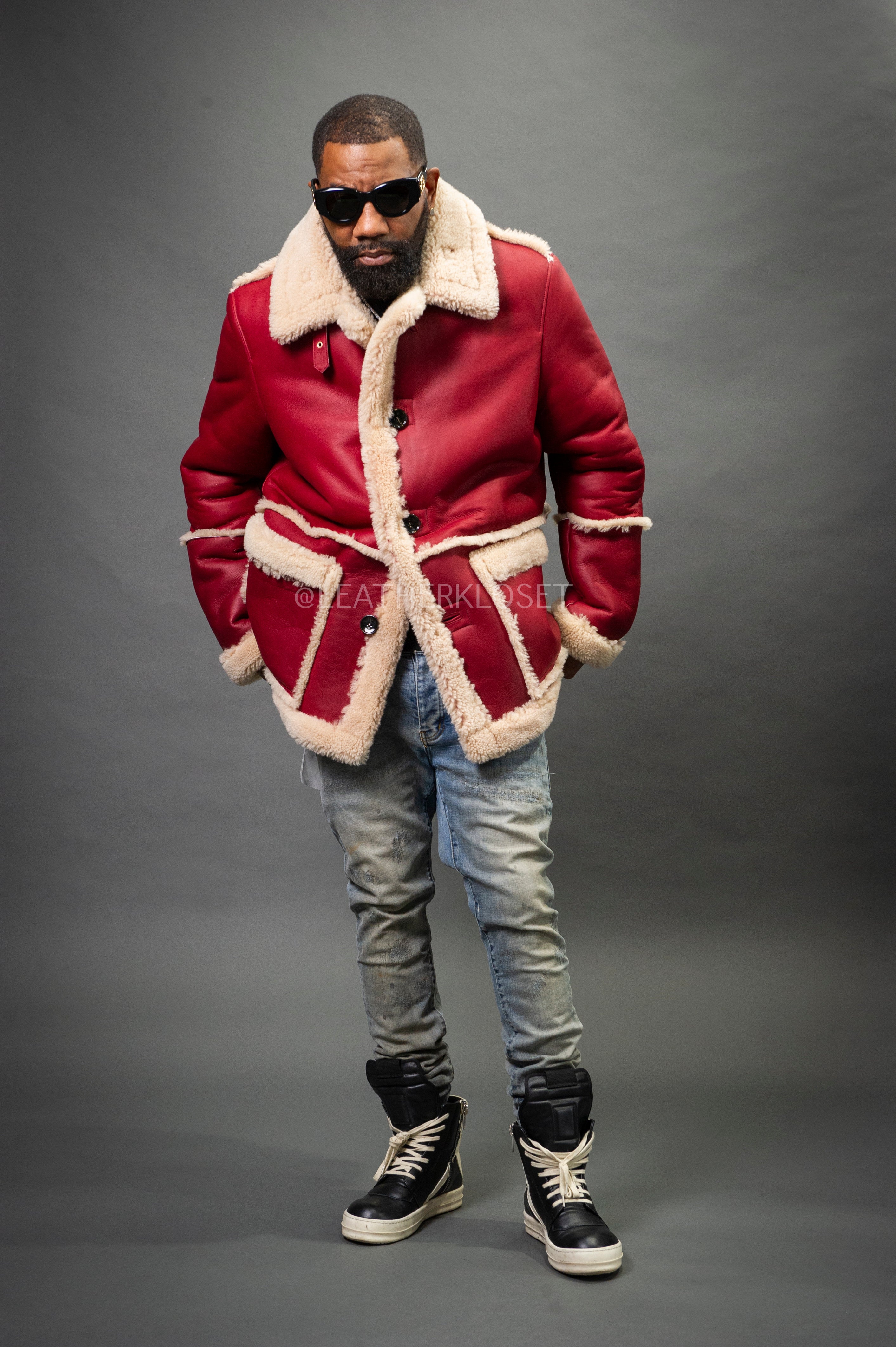 Mens Asher Sheepskin Shearling Coat [Fire Engine Red] – LeatherKloset