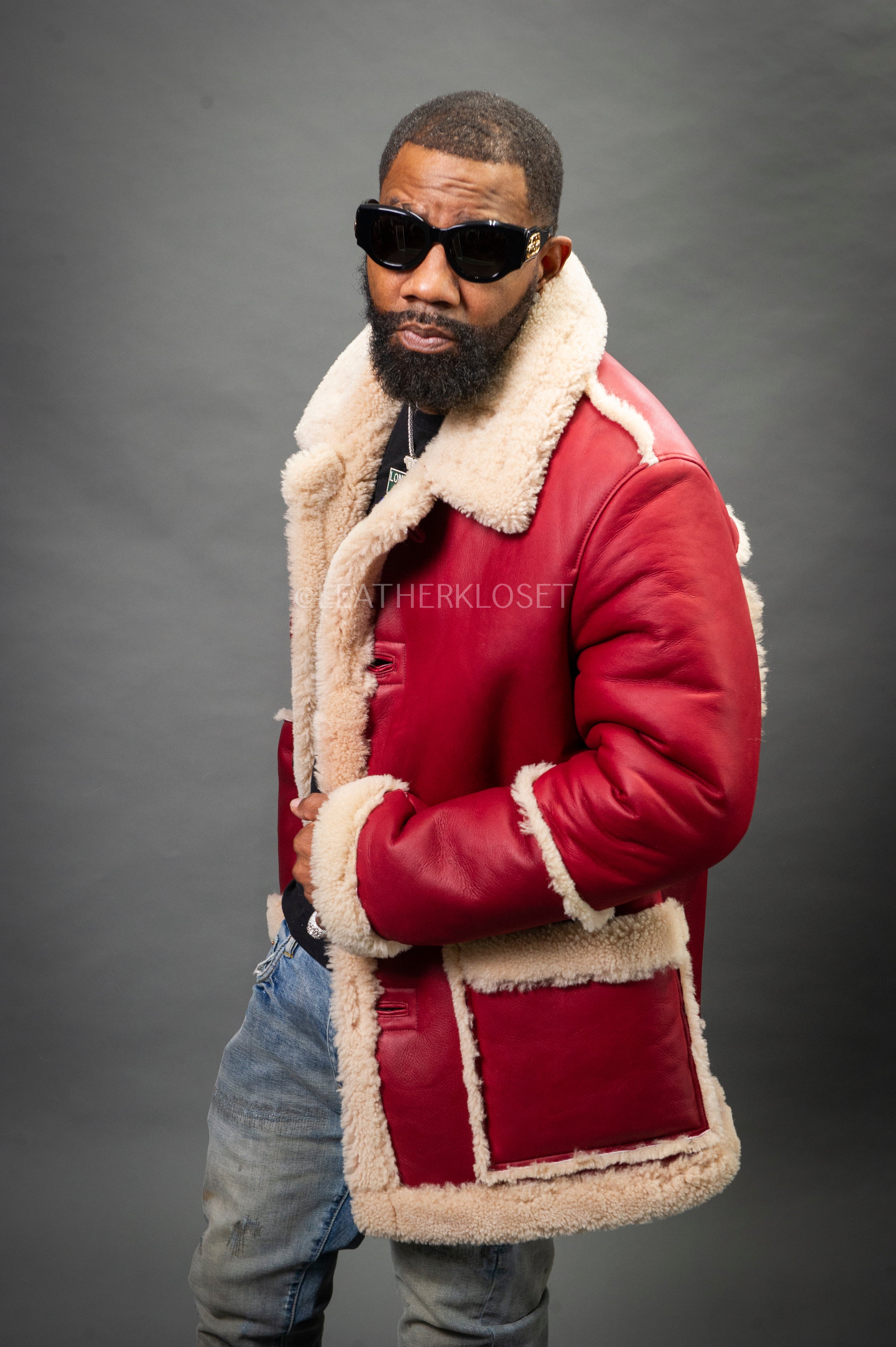 Mens Asher Sheepskin Shearling Coat [Fire Engine Red] – LeatherKloset