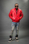 Men's Classic Baseball Leather Jacket [Red]