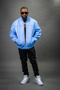 Men's Classic Baseball Leather Jacket [Baby Blue]