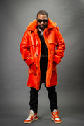 Men's Stealth Black Real Sheepskin Shearling Duffle [Orange]