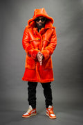 Men's Stealth Black Real Sheepskin Shearling Duffle [Orange]