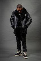 Men's Asher 3/4 Sheepskin Shearling Coat — Black