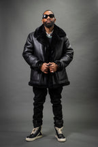 Men's Asher 3/4 Sheepskin Shearling Coat — Black