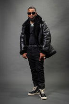 Men's Asher 3/4 Sheepskin Shearling Coat — Black
