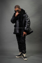Men's Asher 3/4 Sheepskin Shearling Coat — Black