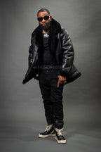 Men's Asher 3/4 Sheepskin Shearling Coat — Black