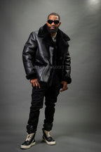Men's Asher 3/4 Sheepskin Shearling Coat — Black
