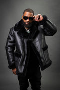 Men's Asher 3/4 Sheepskin Shearling Coat — Black