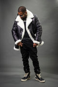 Men's Asher Sheepskin Shearling Coat [Black/White]