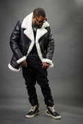 Men's Asher Sheepskin Shearling Coat [Black/White]