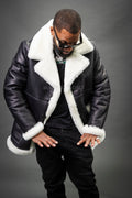 Men's Asher Sheepskin Shearling Coat [Black/White]