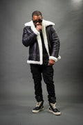 Men's B-3 Bomber Classic Sheepskin Shearling [Black/White]