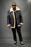 Men's B-3 Bomber Classic Sheepskin Shearling [Black/Beige]