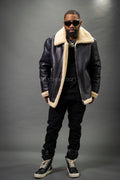 Men's B-3 Bomber Classic Sheepskin Shearling [Black/Beige]