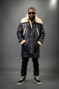 Men's Nolan Sheepskin Shearling Coat [Black/Beige]