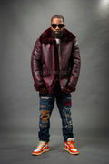 Men's B-3 Bomber Classic Sheepskin Shearling [Burgundy]