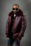 Men's B-3 Bomber Classic Sheepskin Shearling [Burgundy]