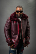 Men's B-3 Bomber Classic Sheepskin Shearling [Burgundy]