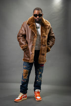 Men's Asher Sheepskin Shearling Coat [Chocolate]