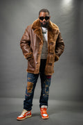 Men's Asher Sheepskin Shearling Coat [Chocolate]