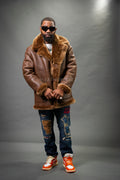 Men's Asher Sheepskin Shearling Coat [Chocolate]