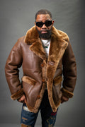 Men's Asher Sheepskin Shearling Coat [Chocolate]