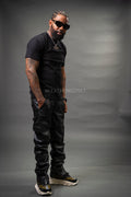 Men's Leather Stack Jean Pants [Black]