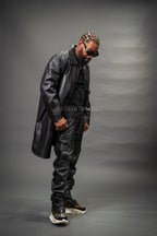 Men's Leather Single Breast Car Coat [Black]