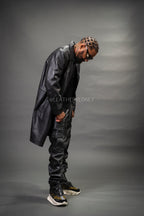 Men's Leather Single Breast Car Coat [Black]