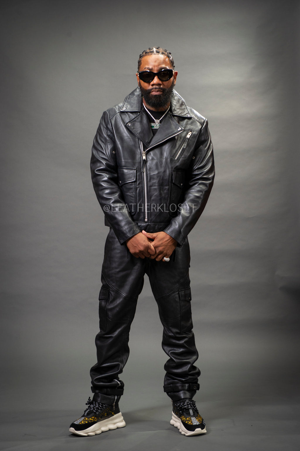 Men's Kia Classic Leather Biker Jacket [Black]