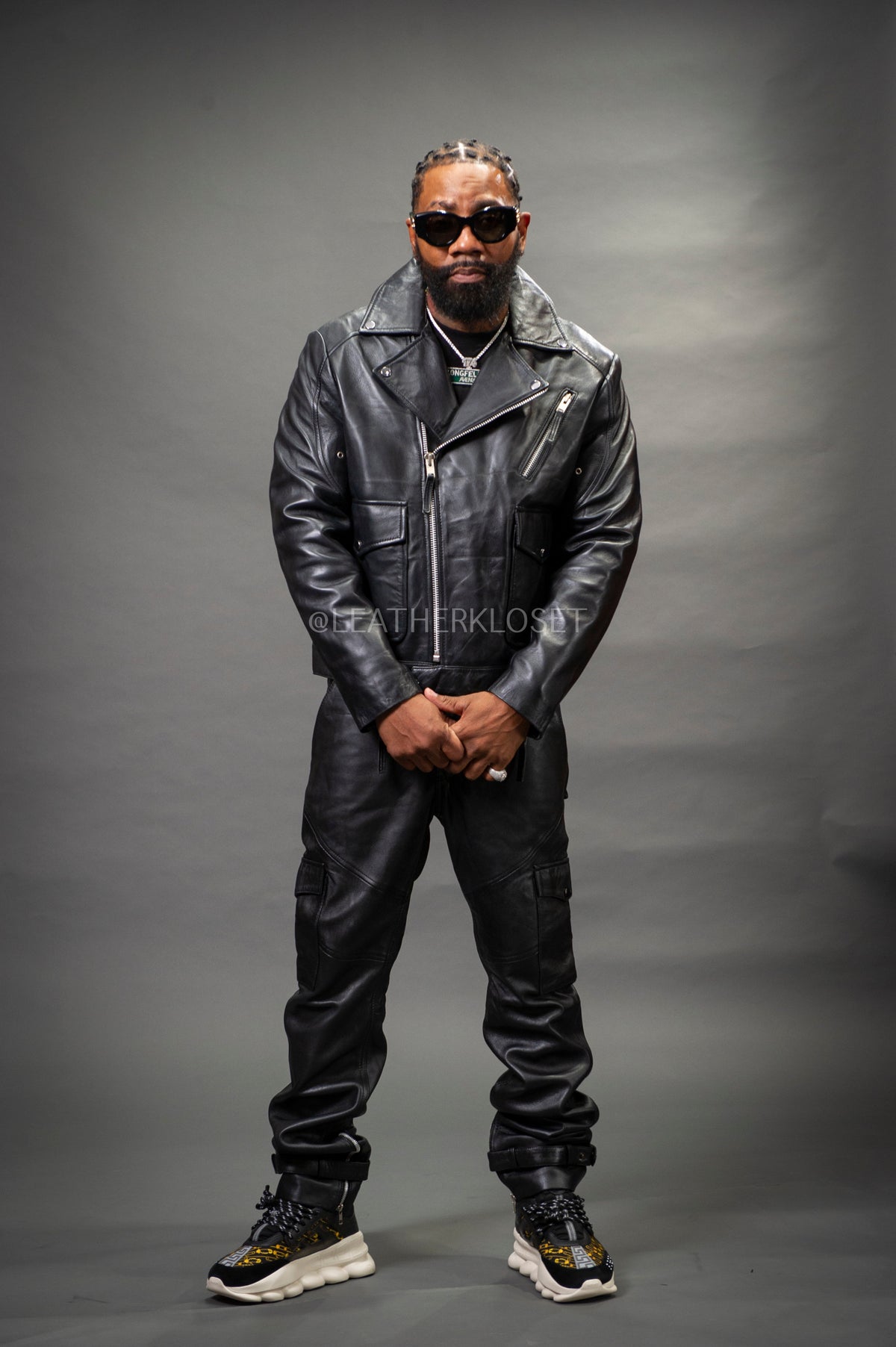 Men's Kia Classic Leather Biker Jacket [Black]