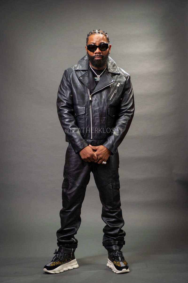 Men's Kia Classic Leather Biker Jacket [Black]