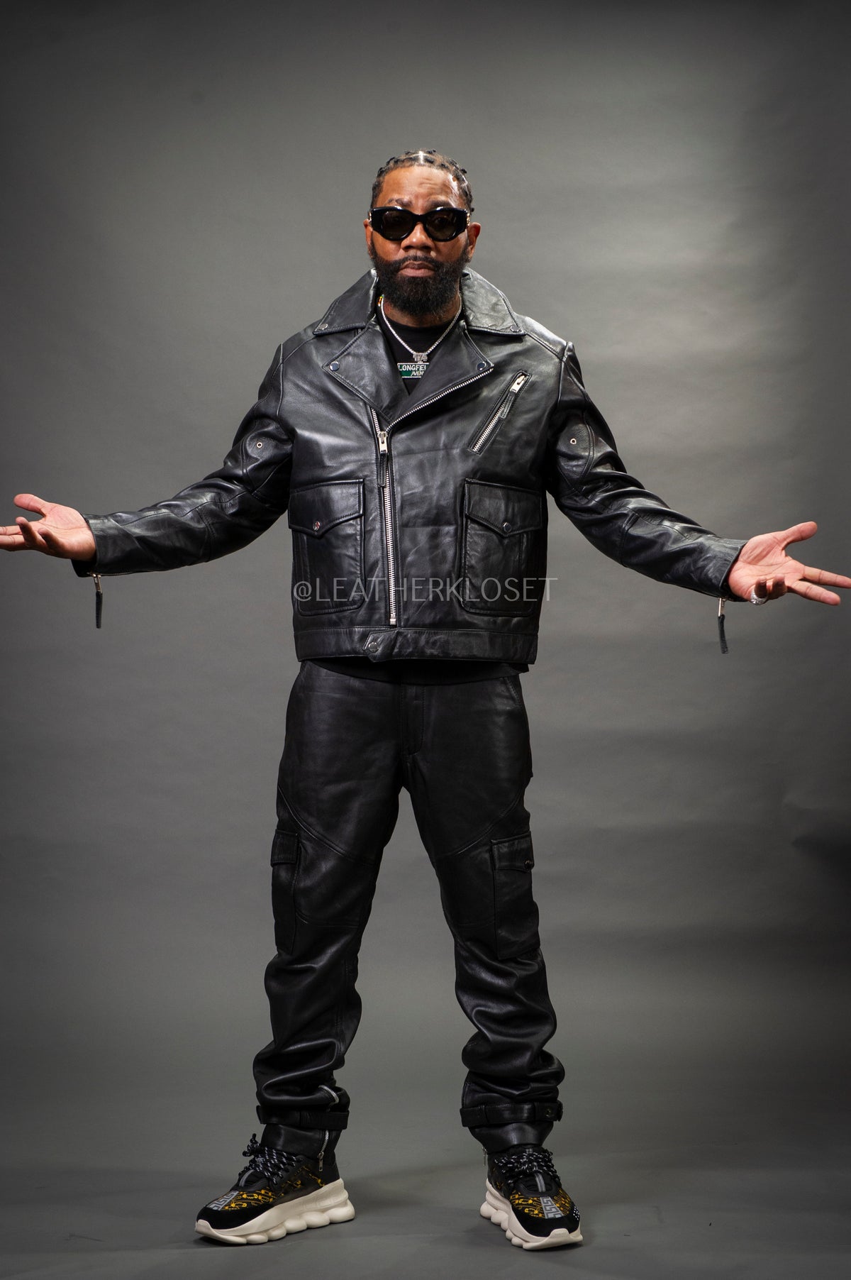 Men's Kia Classic Leather Biker Jacket [Black]
