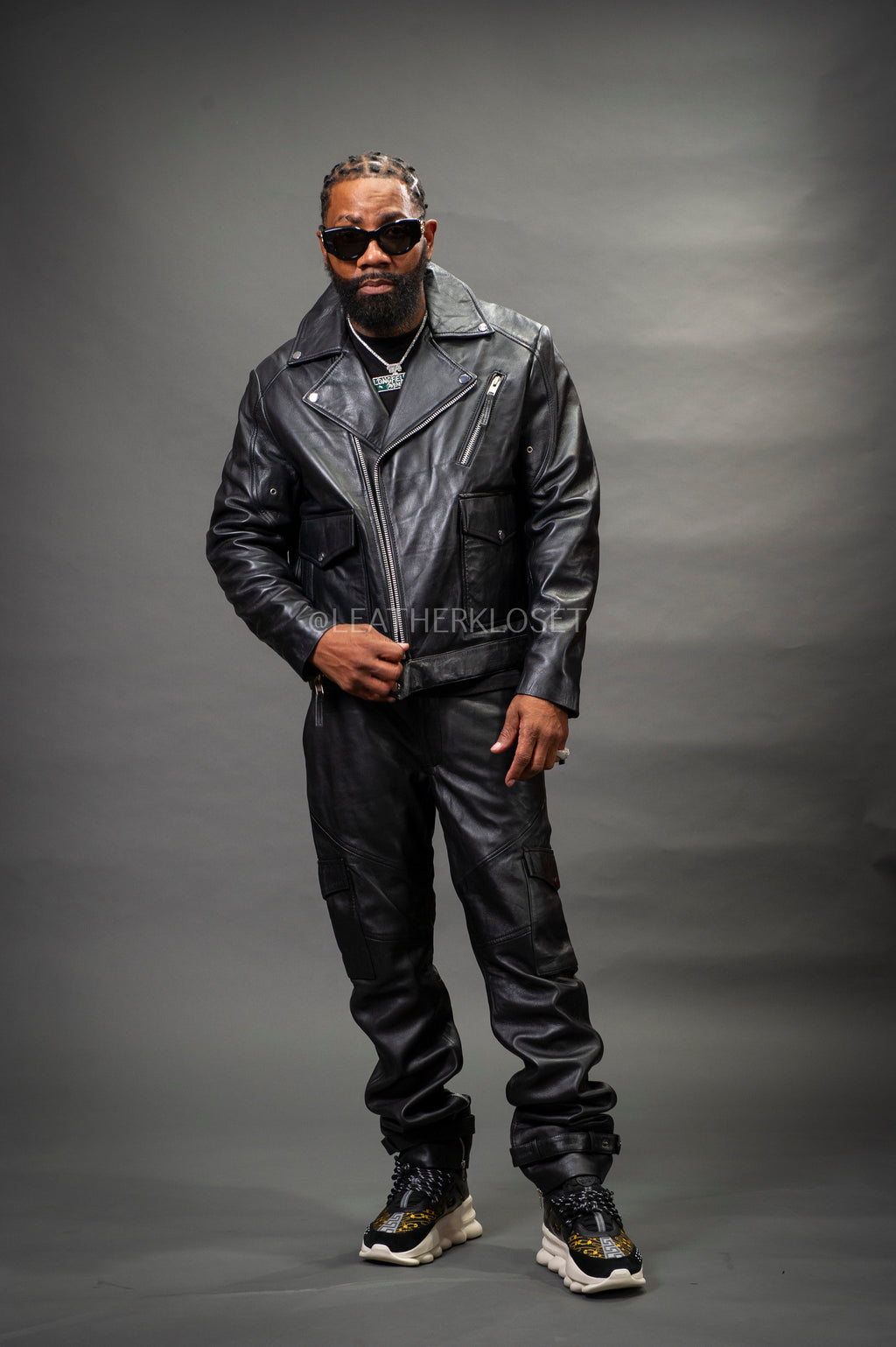 Men's Kia Classic Leather Biker Jacket [Black]