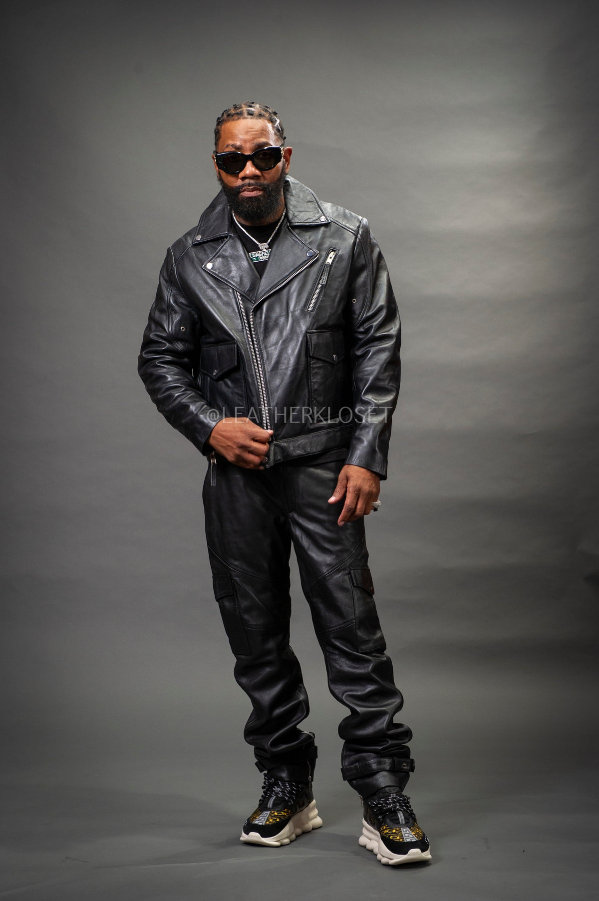 Men's Kia Classic Leather Biker Jacket [Black]