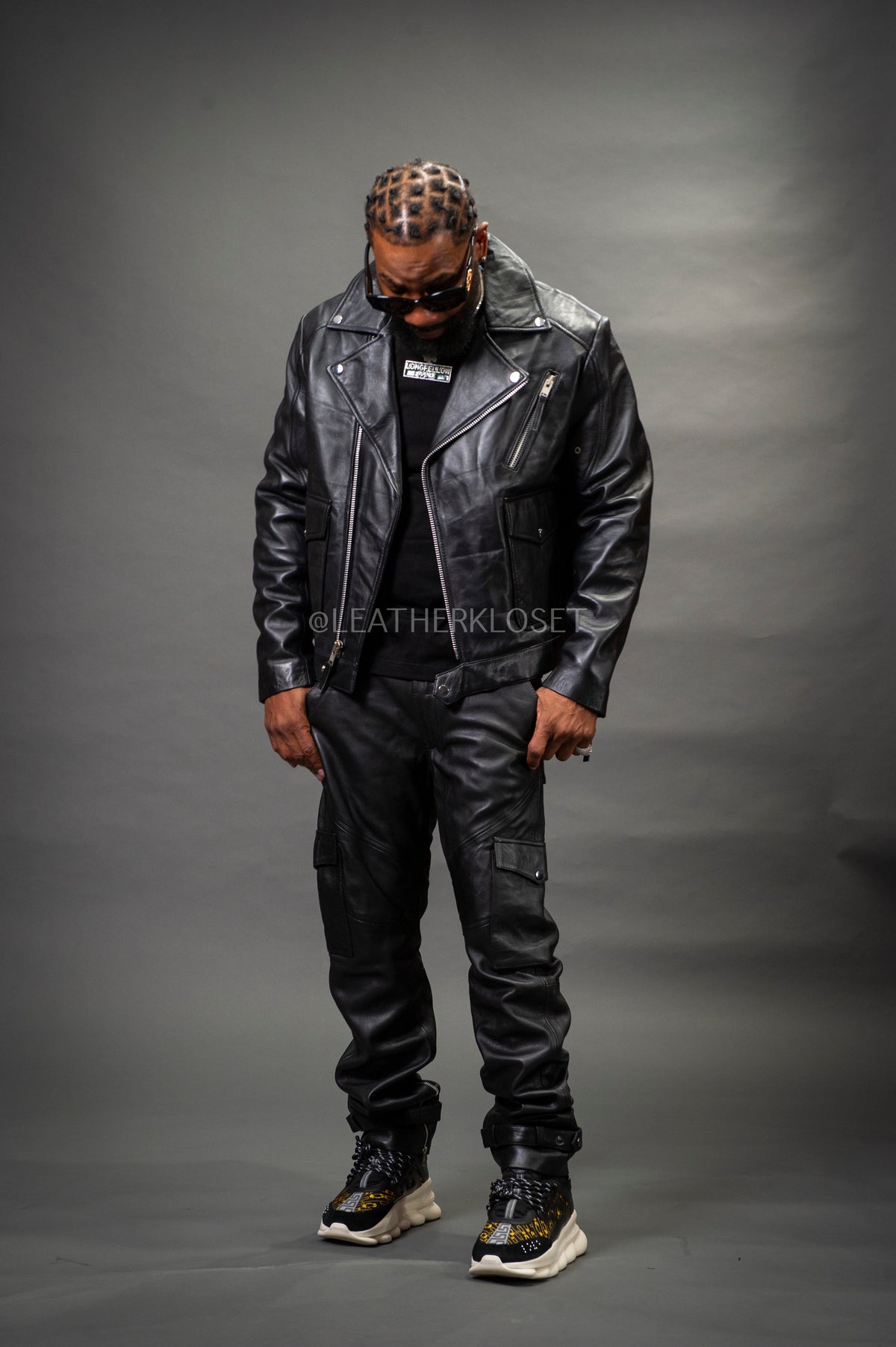 Men's Kia Classic Leather Biker Jacket [Black]