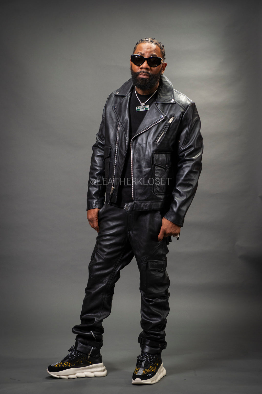 Men's Kia Classic Leather Biker Jacket [Black]
