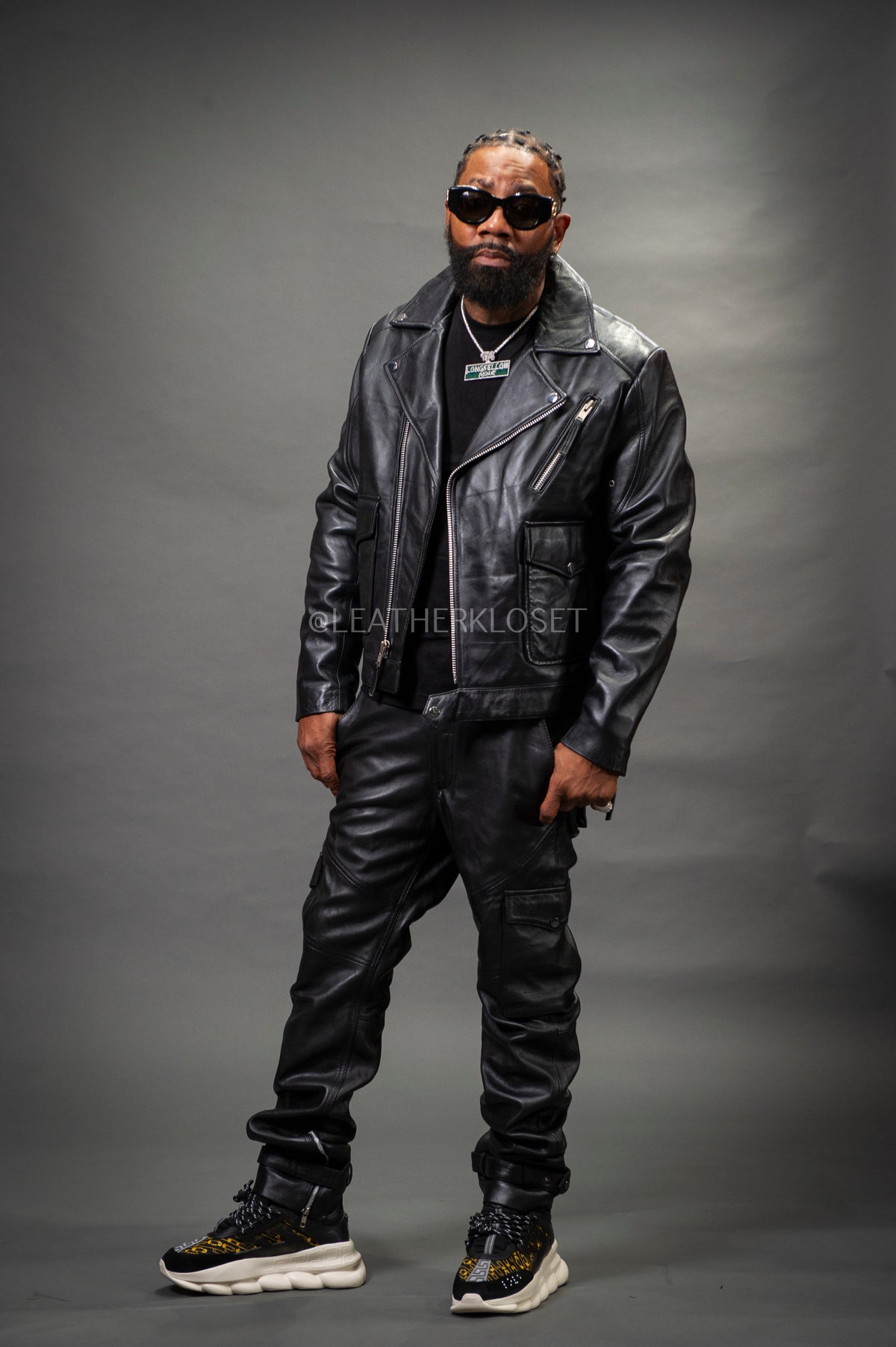 Men's Kia Classic Leather Biker Jacket [Black]