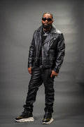 Men's Classic Leather Biker Jacket [Black]