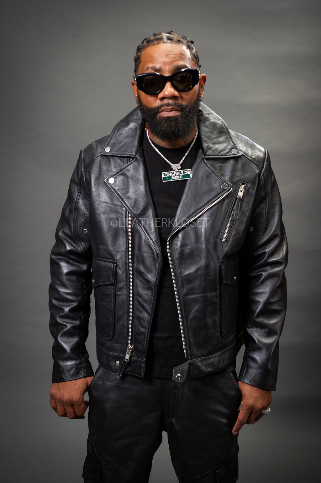 Men's Kia Classic Leather Biker Jacket [Black]