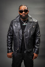 Men's Kia Classic Leather Biker Jacket [Black]