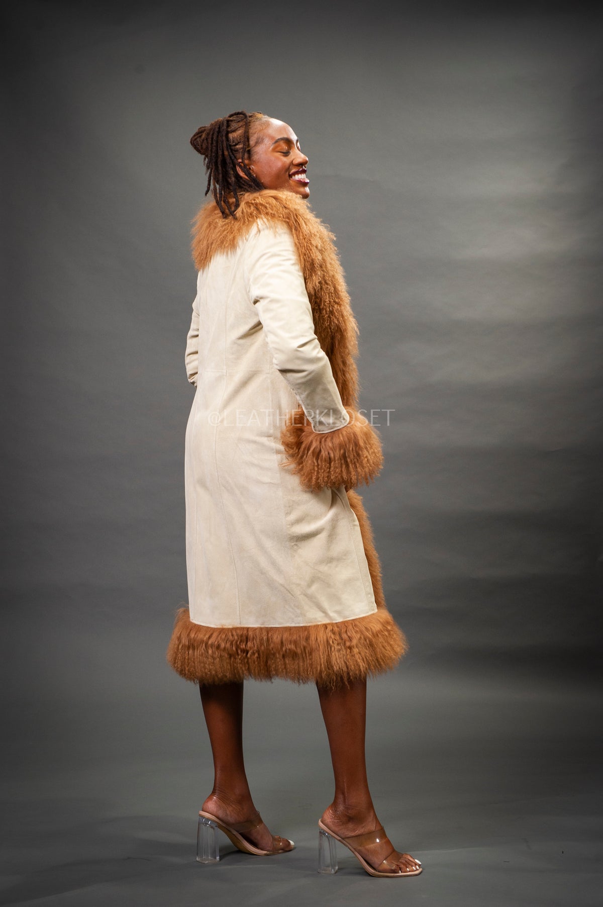 Women's Estelle Suede Leather Coat [Beige]