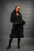 Women's Estelle Suede Leather Coat [Black]