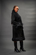 Women's Estelle Suede Leather Coat [Black]