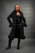 Women's Estelle Suede Leather Coat [Black]