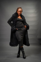 Women's Estelle Suede Leather Coat [Black]