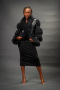 Women's Leather And Mongolian Fur Combo [Black/Black]