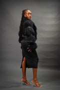 Women's Leather And Mongolian Fur Combo [Black/Black]